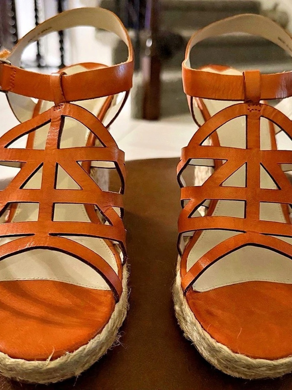 MA SPIGA Espadrille Wedge Sandal Orange & Tan